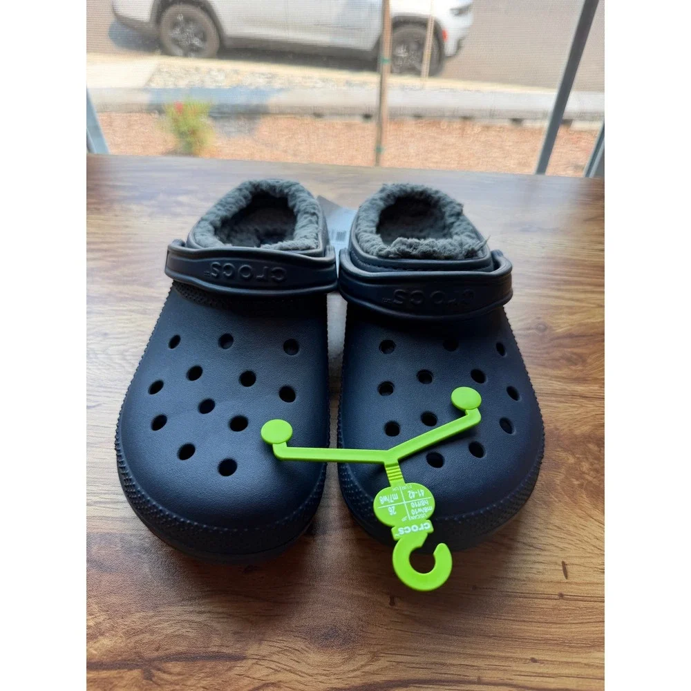 Crocs Classic Lined Clog Navy Blue Fuzzy Warm Slipper Mens 8 Womens 10 New